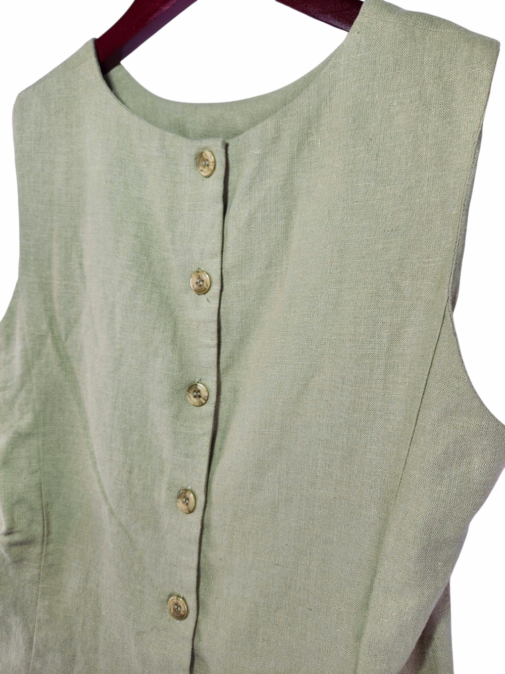 Women’s Sleeveless Button-Front Top in Light Sage - Picture 8 of 11